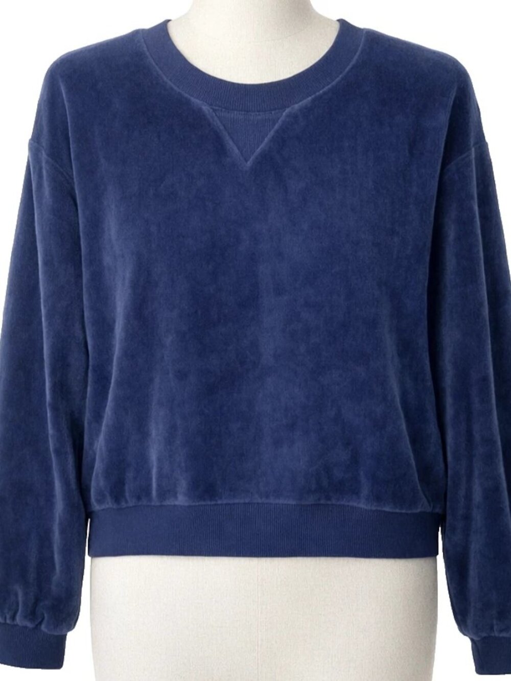 Madewell MWL Velour Sweatshirt Women Small Blue Make Weekends Longer Lounge
